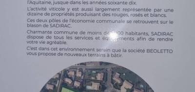 Terrain seul à Sadirac en Gironde (33) de 704 m² à vendre au prix de 160000€ - 1