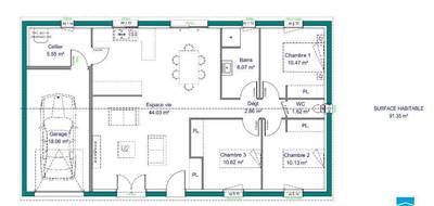 Programme terrain + maison à Saint-Maurice-les-Brousses en Haute-Vienne (87) de 91 m² à vendre au prix de 204100€ - 3