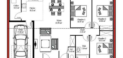 Programme terrain + maison à Bretagne-de-Marsan en Landes (40) de 88 m² à vendre au prix de 221100€ - 3