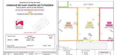 Terrain seul à Saint-Martin-lez-Tatinghem en Pas-de-Calais (62) de 402 m² à vendre au prix de 89000€ - 2