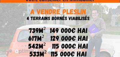 Terrain seul à Pleslin-Trigavou en Côtes-d'Armor (22) de 533 m² à vendre au prix de 115000€ - 1