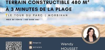 Terrain seul à Le Tour-du-Parc en Morbihan (56) de 480 m² à vendre au prix de 145000€ - 1