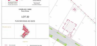 Terrain seul à Camblain-l'Abbé en Pas-de-Calais (62) de 559 m² à vendre au prix de 58000€ - 2